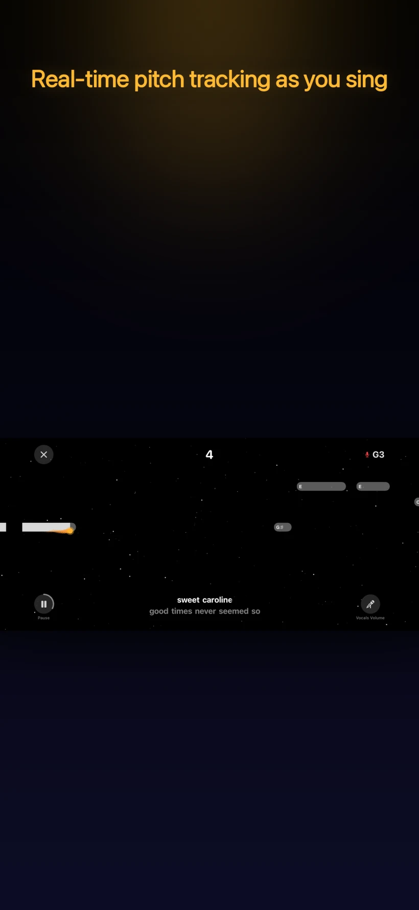 Highway mode — real-time pitch tracking while singing